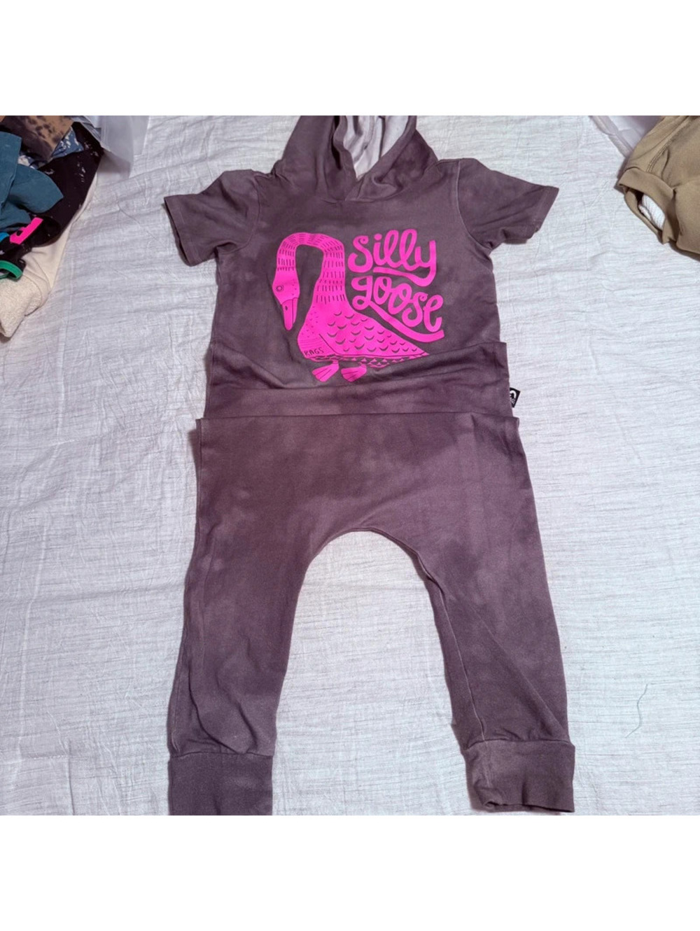 Rags grey and pink silly goose romper